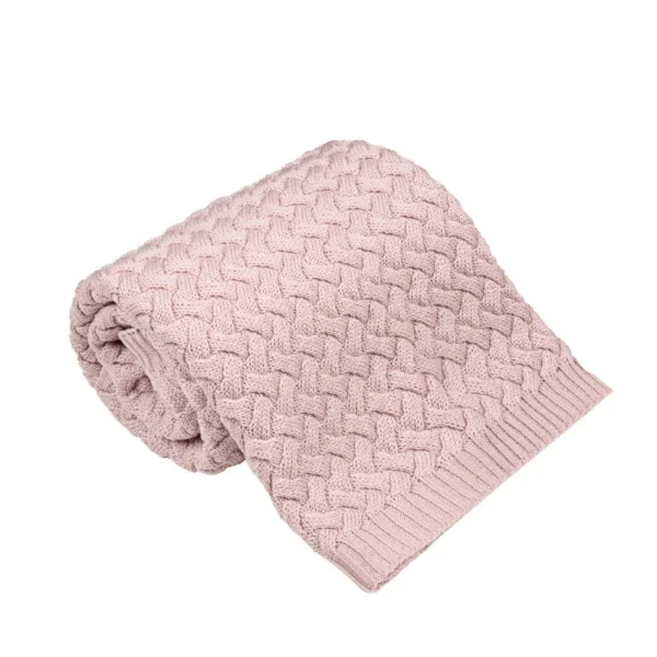 Fluffy PINK1 PŪKUOTAS kūdikio pledas – 100% merino vilna – Švelniai rožinis