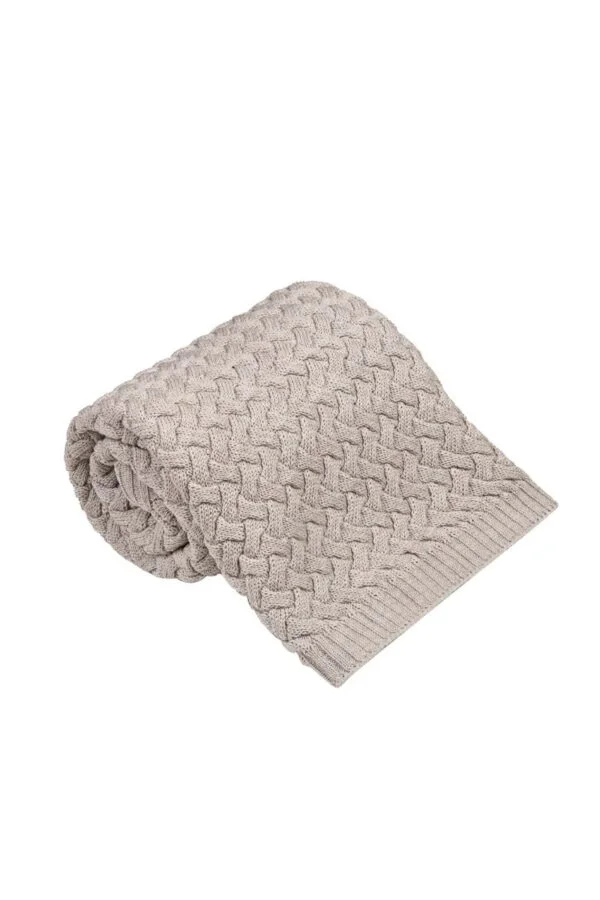 PŪKUOTAS kūdikio pledas – 100% merino vilna – Smėlio spalva